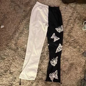 Black and white split dye joggers